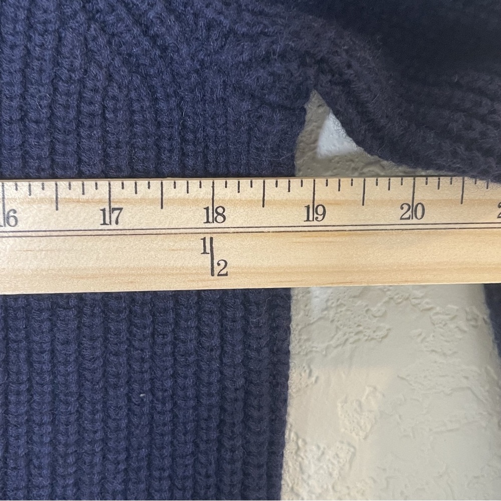 Sezane Deep Blue Cable Knit Crew Neck Sweater - Picture 3 of 5